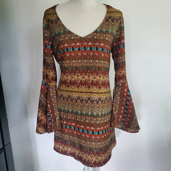 Signature Studio Chevron Bell Sleeved Tunic/Dress - Picture 1 of 5